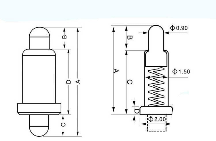 50x Copper + gold plated 2.0*3.0MM Current Pogo Pin Spring Test Probe Contacts